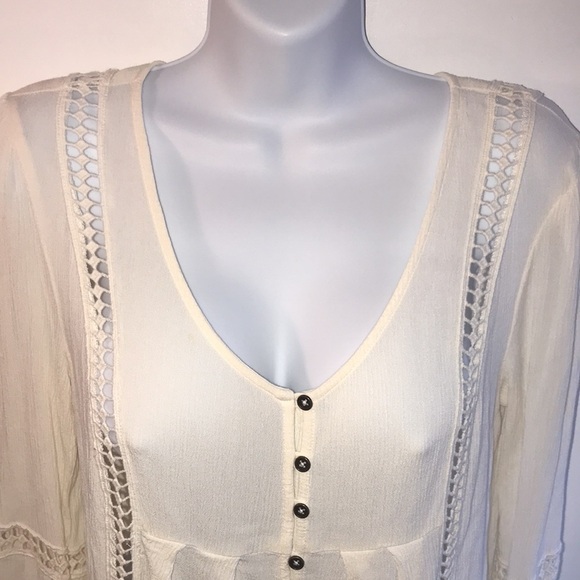 Knox Rose Crocheted Cream Top Size Small - Picture 4 of 12